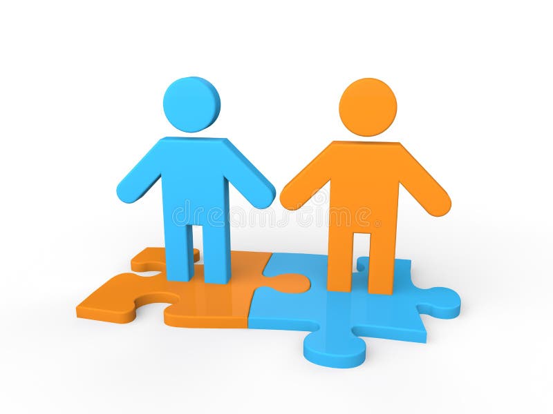 3d business partnership concept. 3d render of stick figures and puzzle pieces depicting business partnership concept vector illustration 3d business partnership concept. 3d render of stick figures and puzzle pieces depicting business partnership concept vector illustration