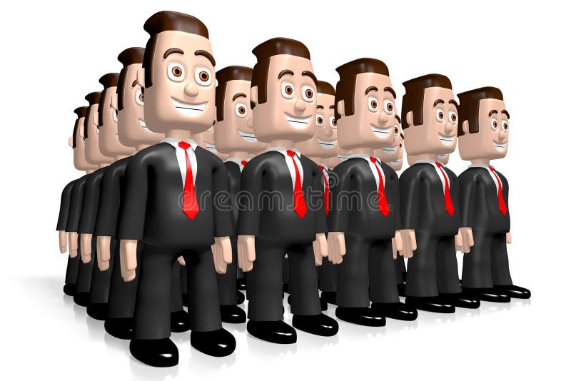 3D group of businessmen - teamwork concept vector illustration