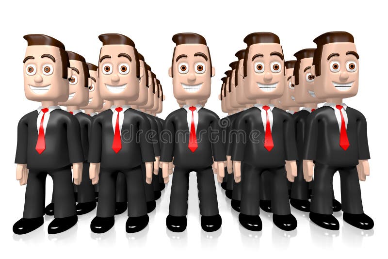 3D group of businessmen - teamwork concept stock illustration