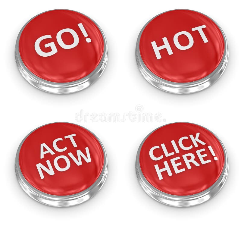 3d button , computer generated image. 3d render. Button computer illustrations