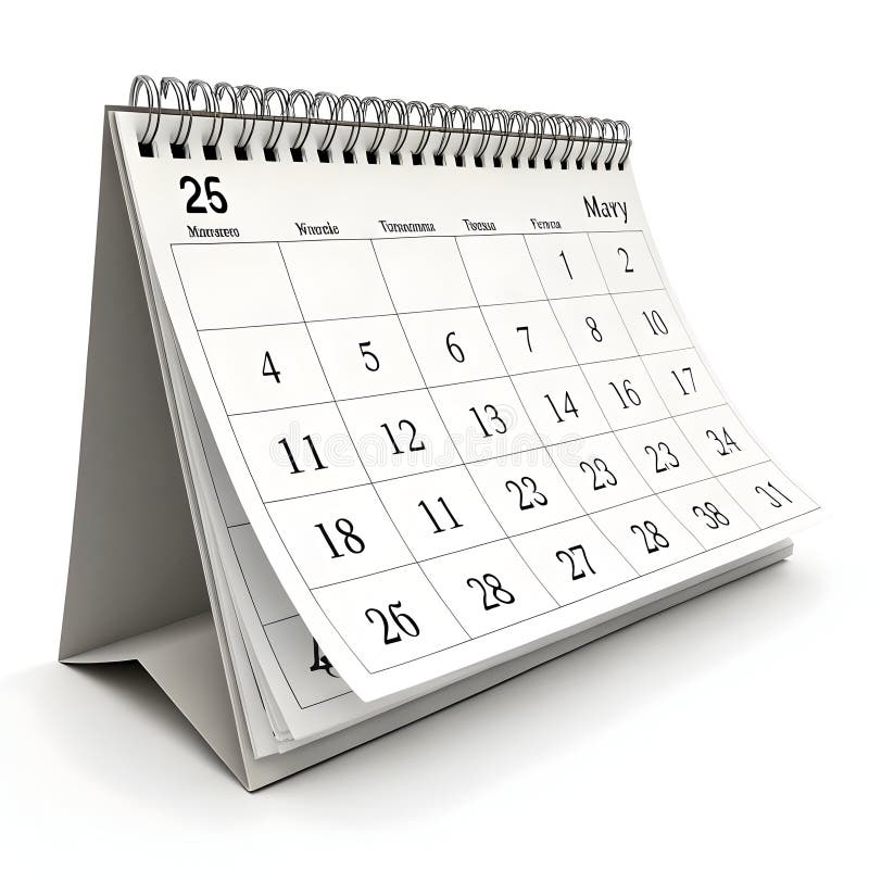 Calendar 3D rendering isolated on white background royalty free illustration
