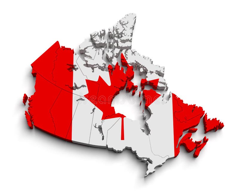 3d Canada flaga mapa na bielu ilustracji 3d Canada flaga mapa na bielu ilustracji