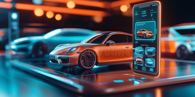 3D car rental app interface presenting filter options and booking workflow royalty free illustration