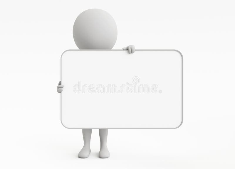 3d caracter umanoid cu panou gol stock illustration