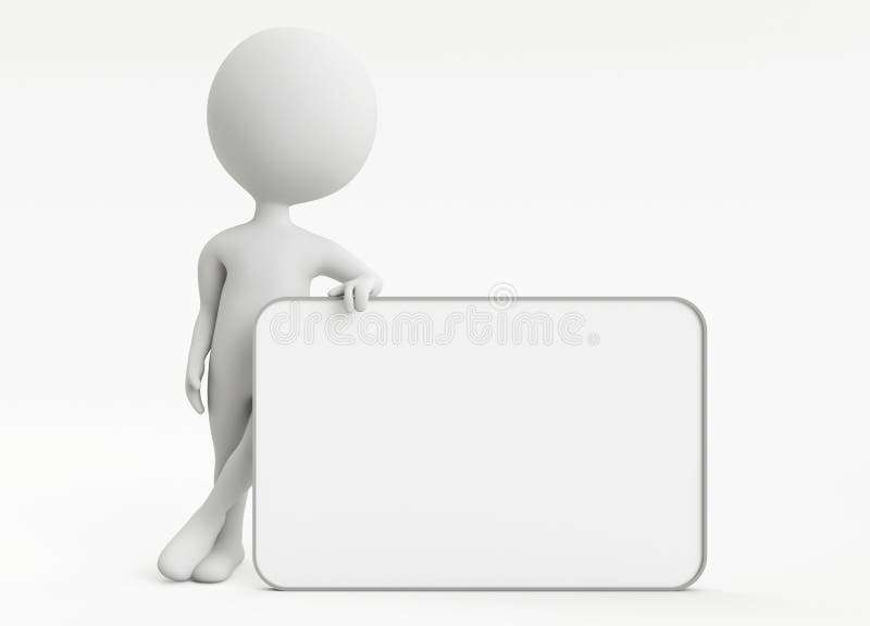 3d caracter umanoid cu planșă goală royalty free illustration