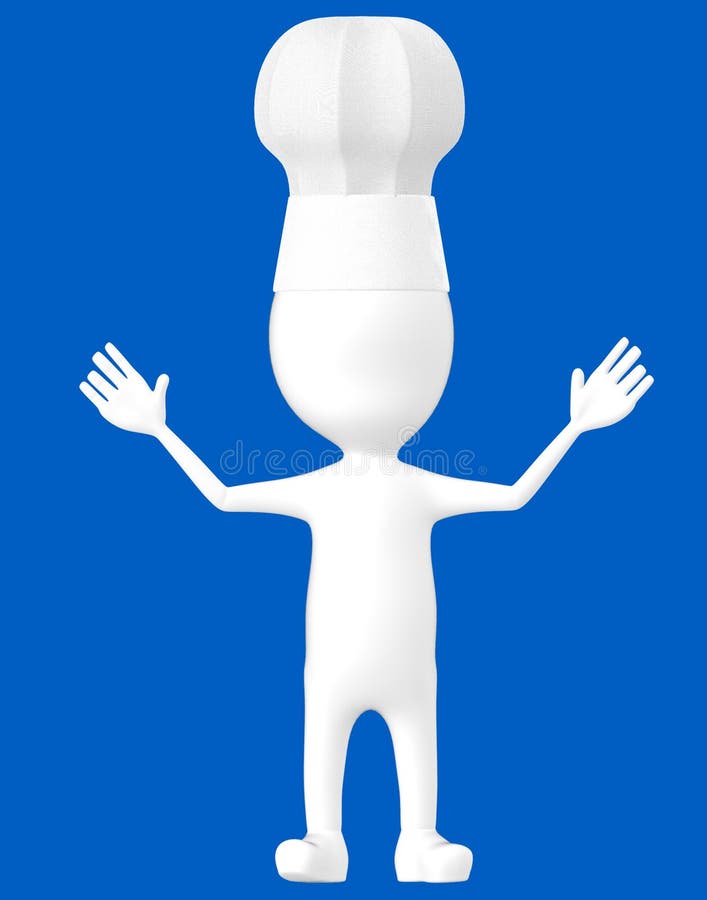 3d caractère blanc, chef illustration stock 3d caractère blanc, chef illustration stock