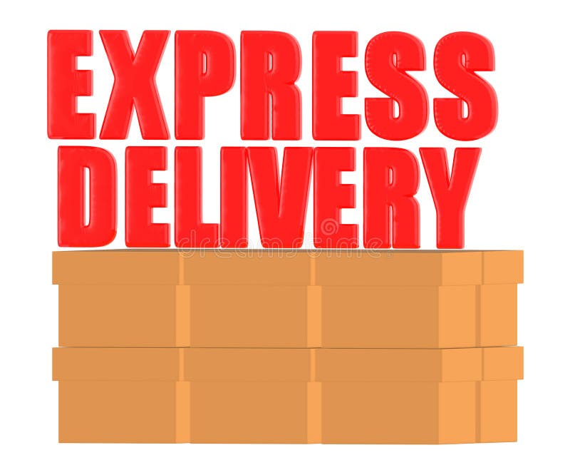 3d Cardboard Box and Express Delivery Stock Illustration Illustration
