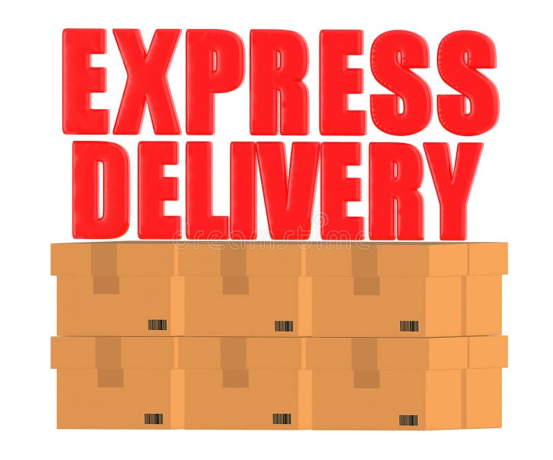 3d Cardboard Box and Express Delivery Stock Illustration Illustration