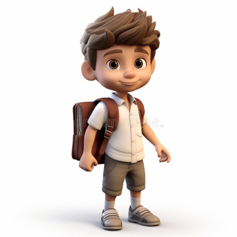 Innocent 3d Cartoon Character Elijah with Backpack Stock Illustration ...