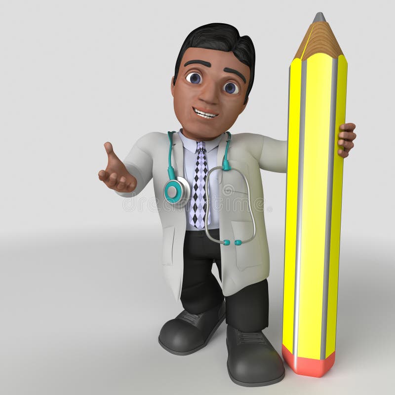 3D Cartoon Doctor Character stock illustration