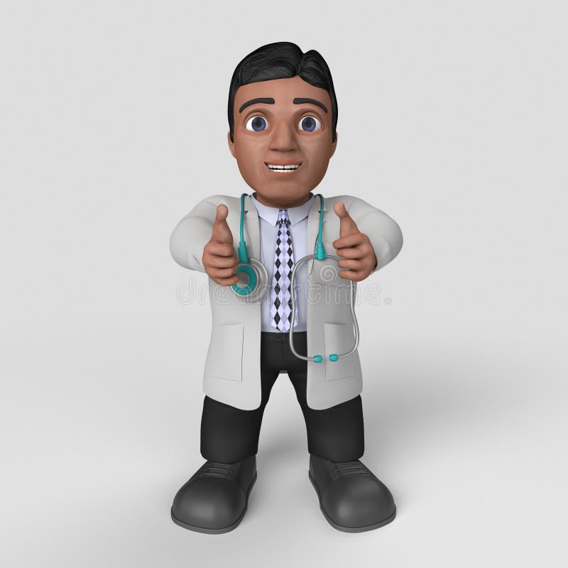 3D Cartoon Doctor Character stock illustration