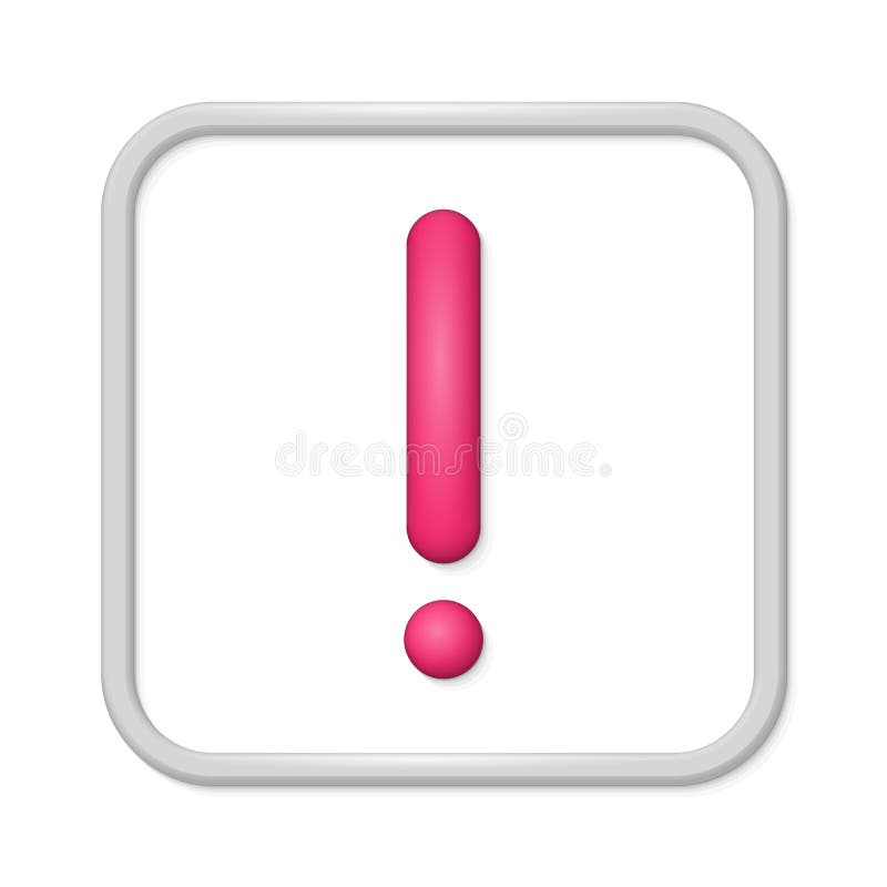 3D cartoon exclamation mark icon. Online warning hazard concept render symbol design. Web mobile app notification vector stock illustration