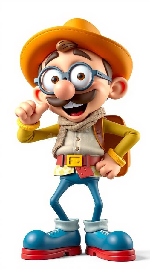 Cartoon explorer character stock illustration