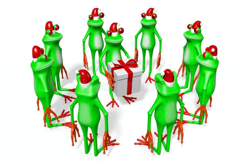 3D cartoon frog - Christmas card royalty free illustration