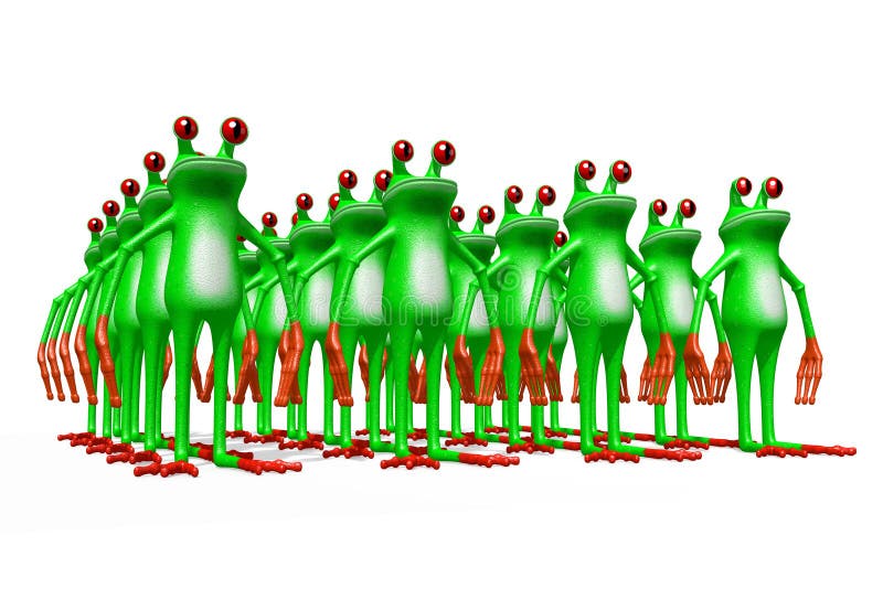 3D cartoon frogs royalty free illustration