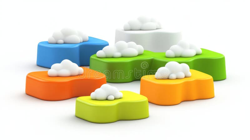 A 3D cartoon image featuring an isolated playdough sculpture on a plain white surface stock photography