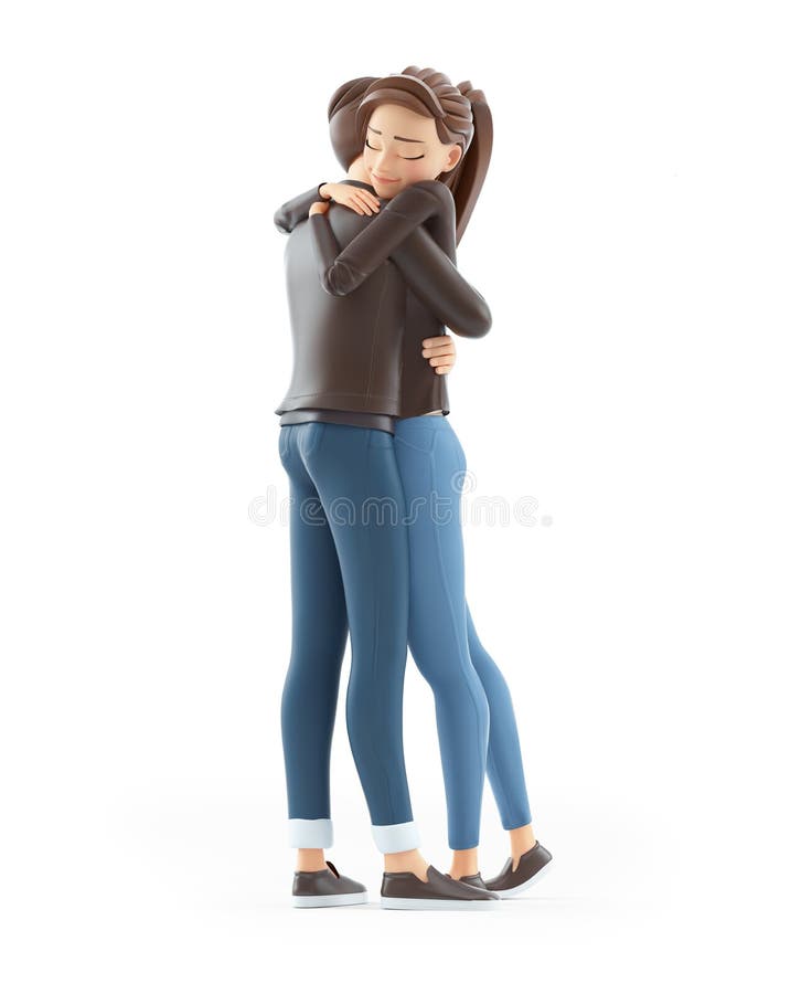 3d Cartoon Man and Woman Hugging Stock Illustration - Illustration of  together, boyfriend: 214623081