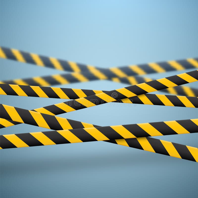 3d Caution Lines Isolated. Realistic Warning Tapes with Blurred Effect