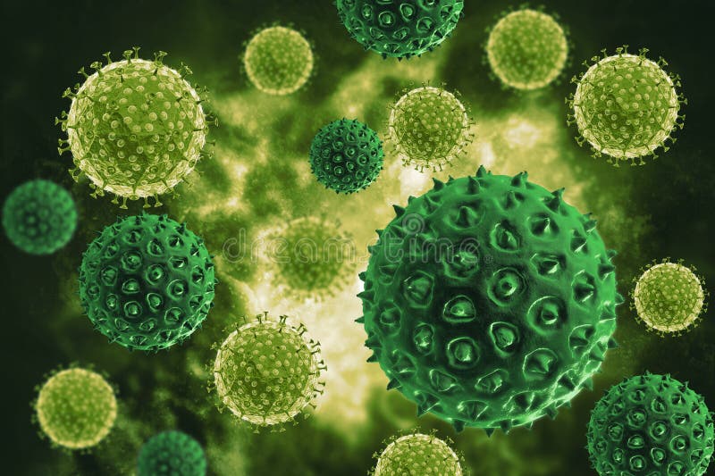 3d cellula batterica del virus del rendering illustrazione vettoriale