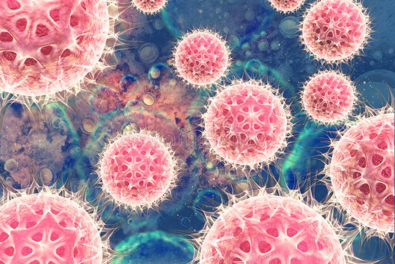 3d cellula batterica del virus del rendering illustrazione di stock
