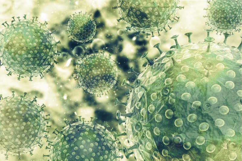 3d cellula batterica del virus del rendering illustrazione vettoriale