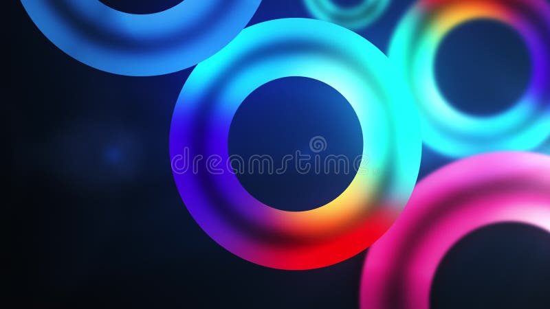 3d cercle lumineux abstrait torus arrière-plan néon illustration de vecteur