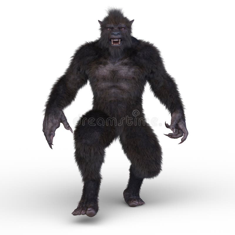 3D CG rendering of gorilla monster stock illustration