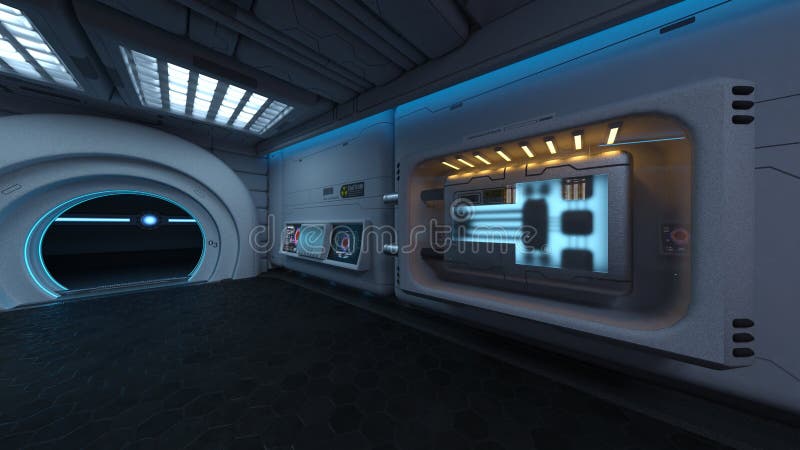 3D CG rendering of Inside the spaceship royalty free illustration