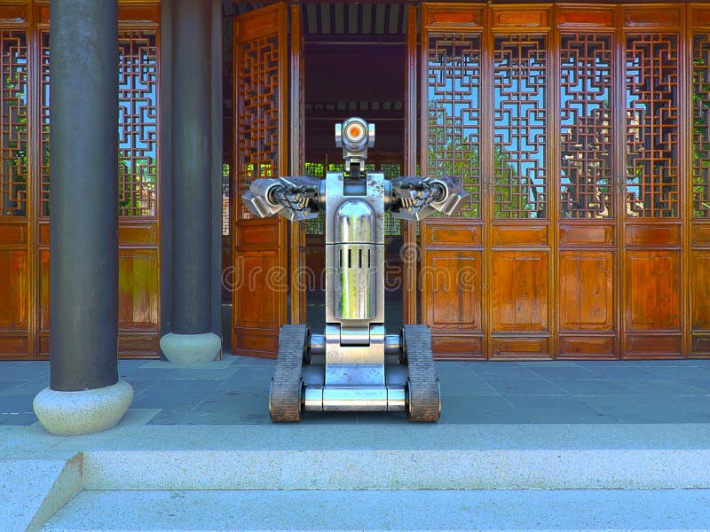 3D CG rendering of robot stock illustration