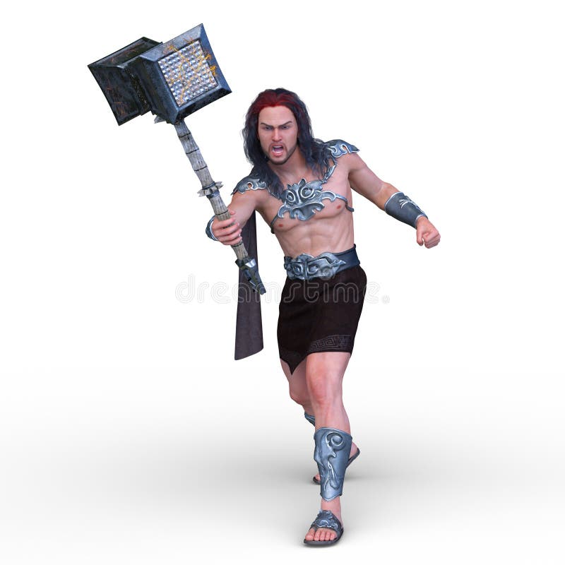 3D CG rendering of wild man stock illustration