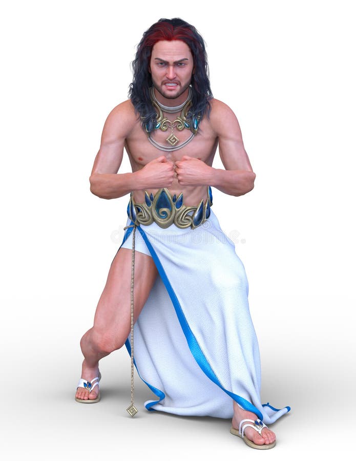 3D CG rendering of wild man stock illustration