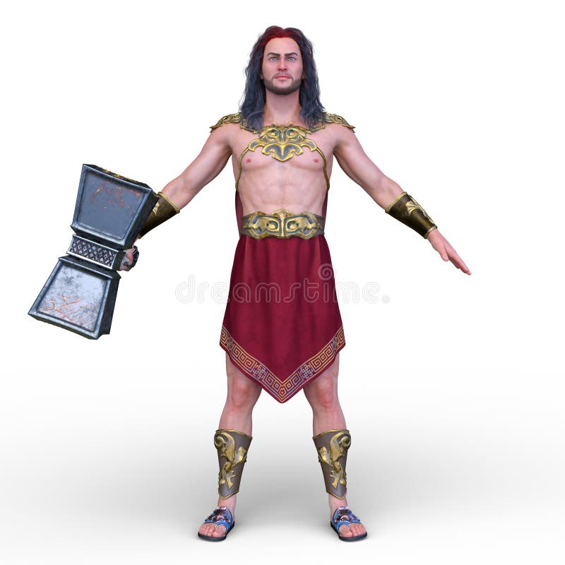 3D CG rendering of wild man stock illustration