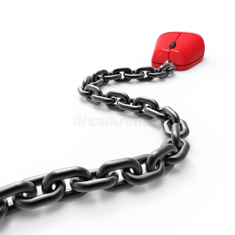 3d Chained computer mouse stock illustration 3d Chained computer mouse stock illustration