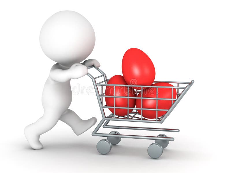 3D Character with Easter Eggs in Shopping Cart