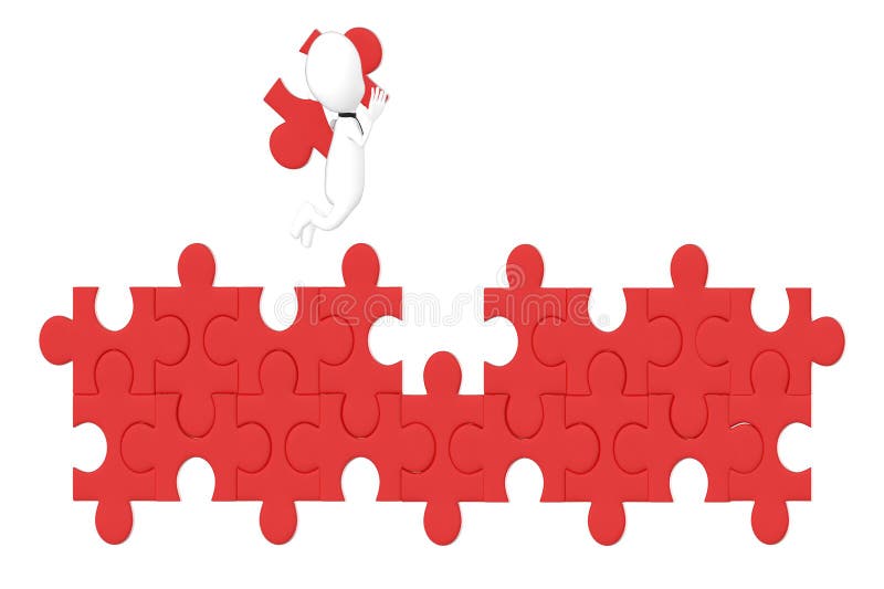 3d character , man jigsaw holding , solving