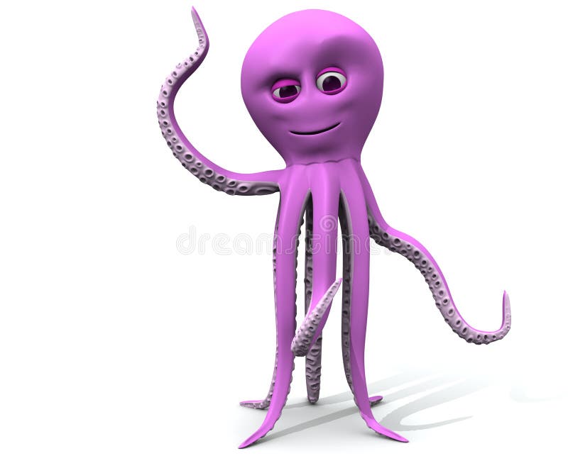 3d Character Octopus Waving Stock Illustration - Illustration of octopus,  facing: 49980443