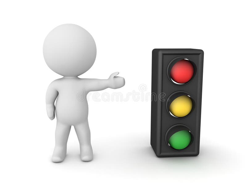 3d Character Showing Traffic Light Stock Illustration Illustration Of Vehicle Traffic