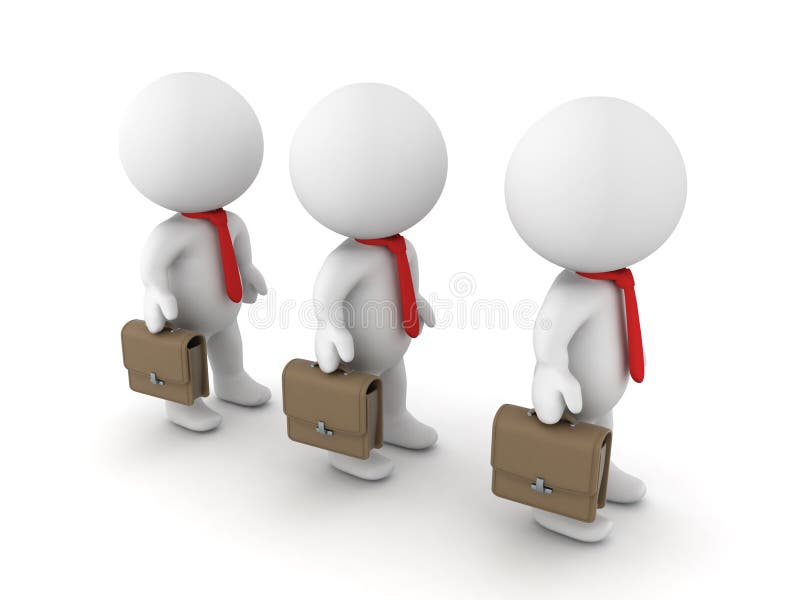 3D Characters Office Workers Standing in Line Stock Illustration ...