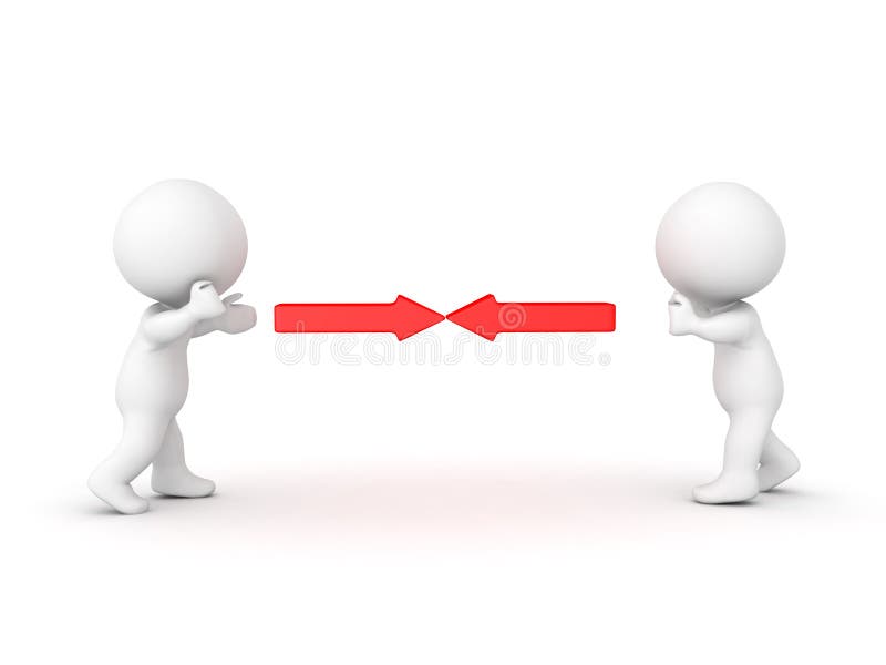 3D Characters with opposing points of view royalty free illustration