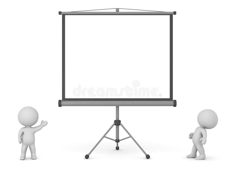 3D Characters and Projector Screen royalty free illustration