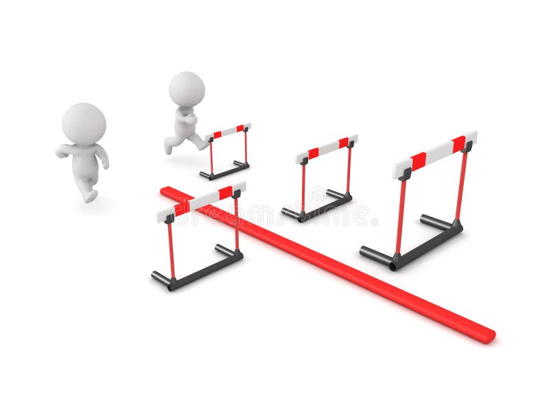 3D Characters running on different paths, one easy and one hard royalty free illustration
