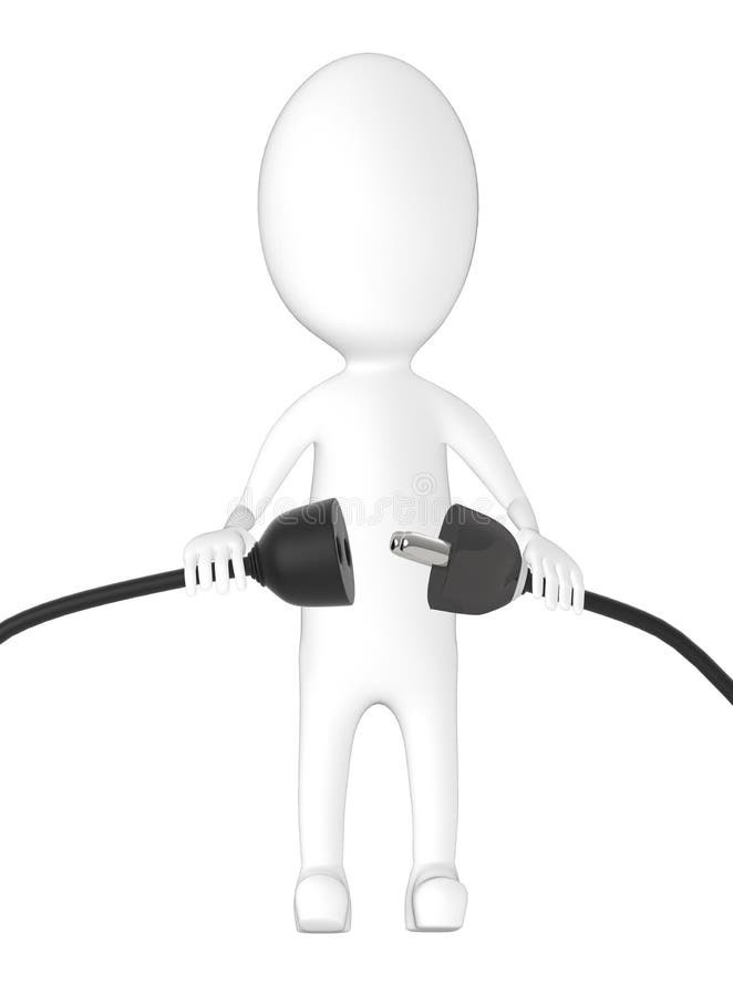 3d charakter, obsługuje złączoną prymkę, sznur, kabel ilustracji 3d charakter, obsługuje złączoną prymkę, sznur, kabel ilustracji