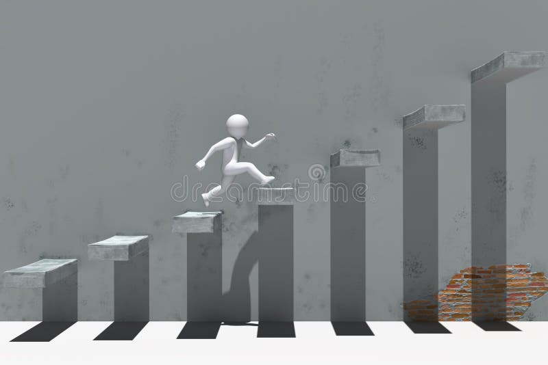 3d charakteru działającego up na schodkach ludzie ilustracji