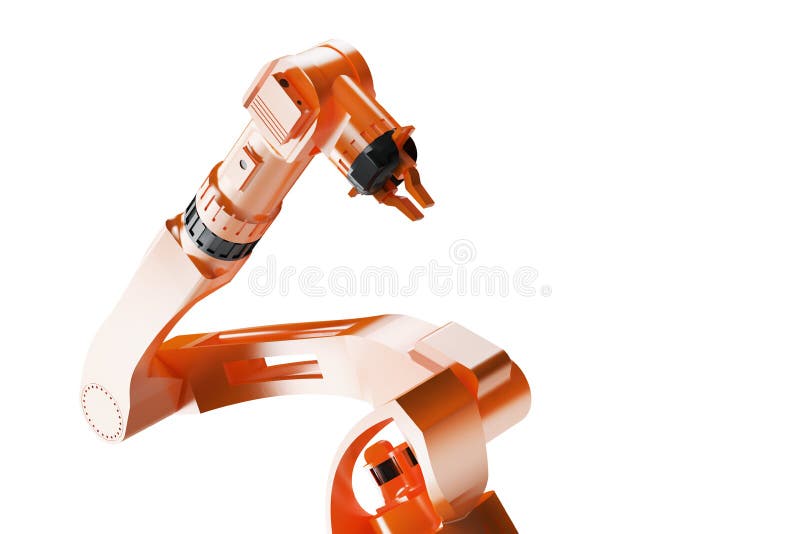 3D che rende - illustrazione dei robot per saldatura industriali nella linea di produzione robot fabbrica del produttore - vista illustrazione di stock