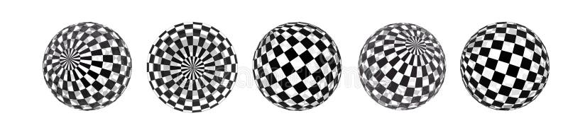 3d checkered texture sphere globe graphics shape set. Circle round ball mesh, white grid check, black, abstract chess royalty free illustration