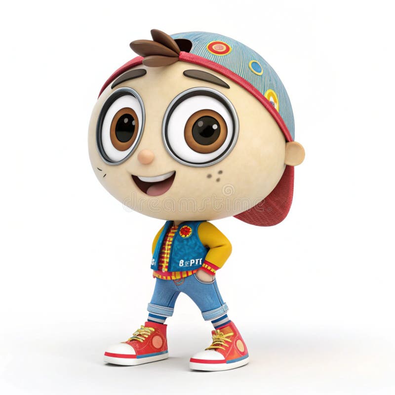 3D Chibi Character Extrovert izolat pe fond alb royalty free illustration