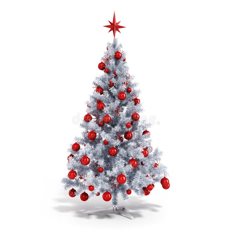 3d Christmas tree with colorful ornaments