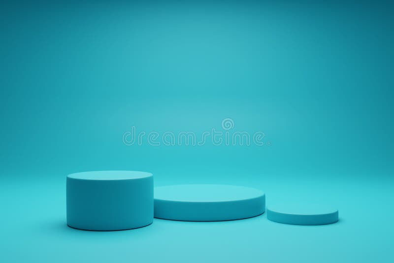 3. d Cilindro de color azul paro de podio sobre fondo azul vacío 3d podio de muestra libre illustration