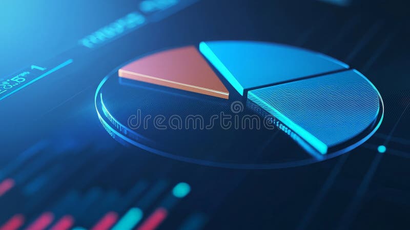 3d cirkeldiagram som visar dataanalys på en digital skärm arkivfoton