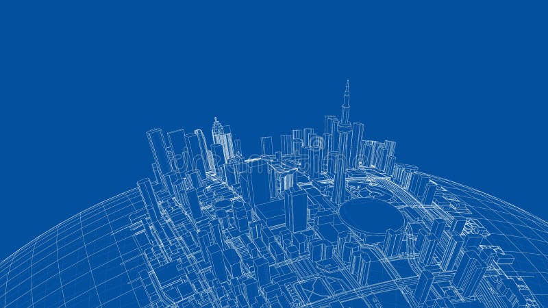 3d city sphere. Vector rendering of 3d